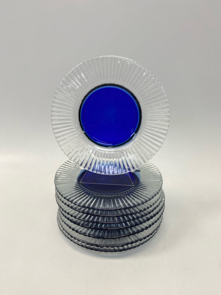 Cobalt Clear Ribbed Glass Plate (s)