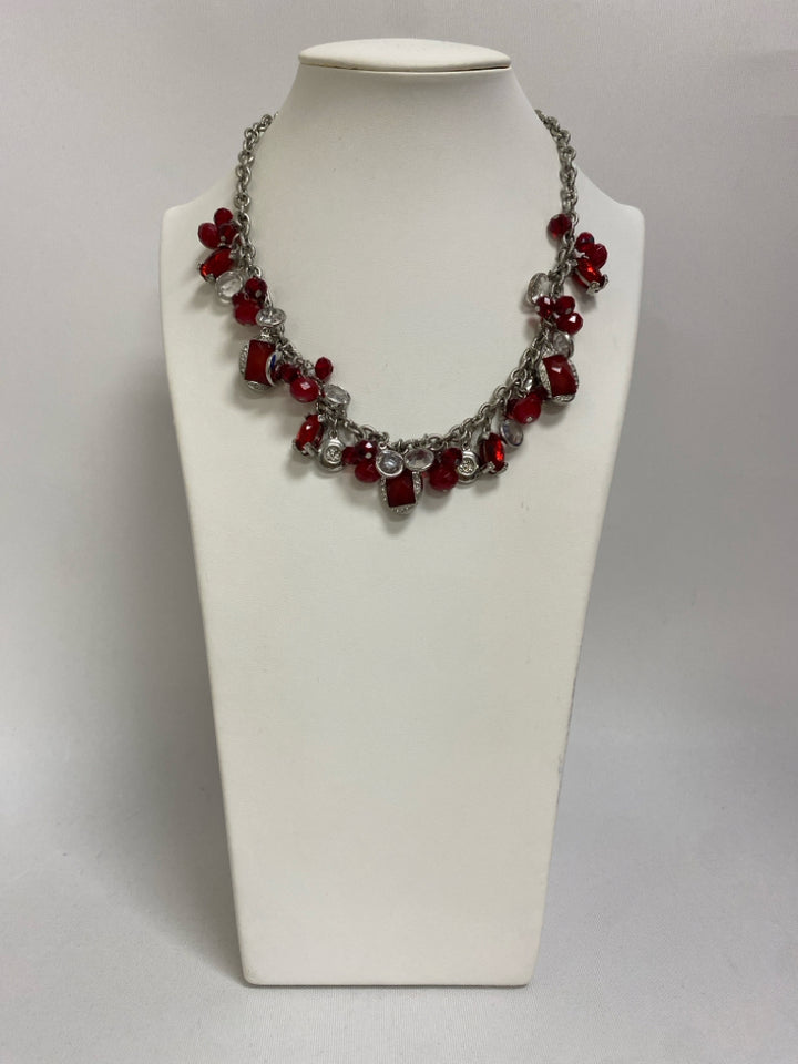 Wht House/Blk Mkt Silver Color Red Shapes Necklace