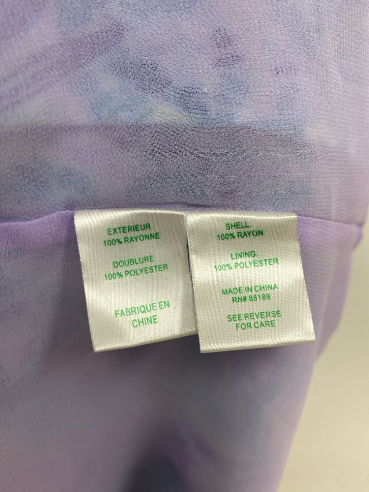 LILLY PULITZER Size XL Lavender Blue/Green Leaves Sleeveless Ladies Dress