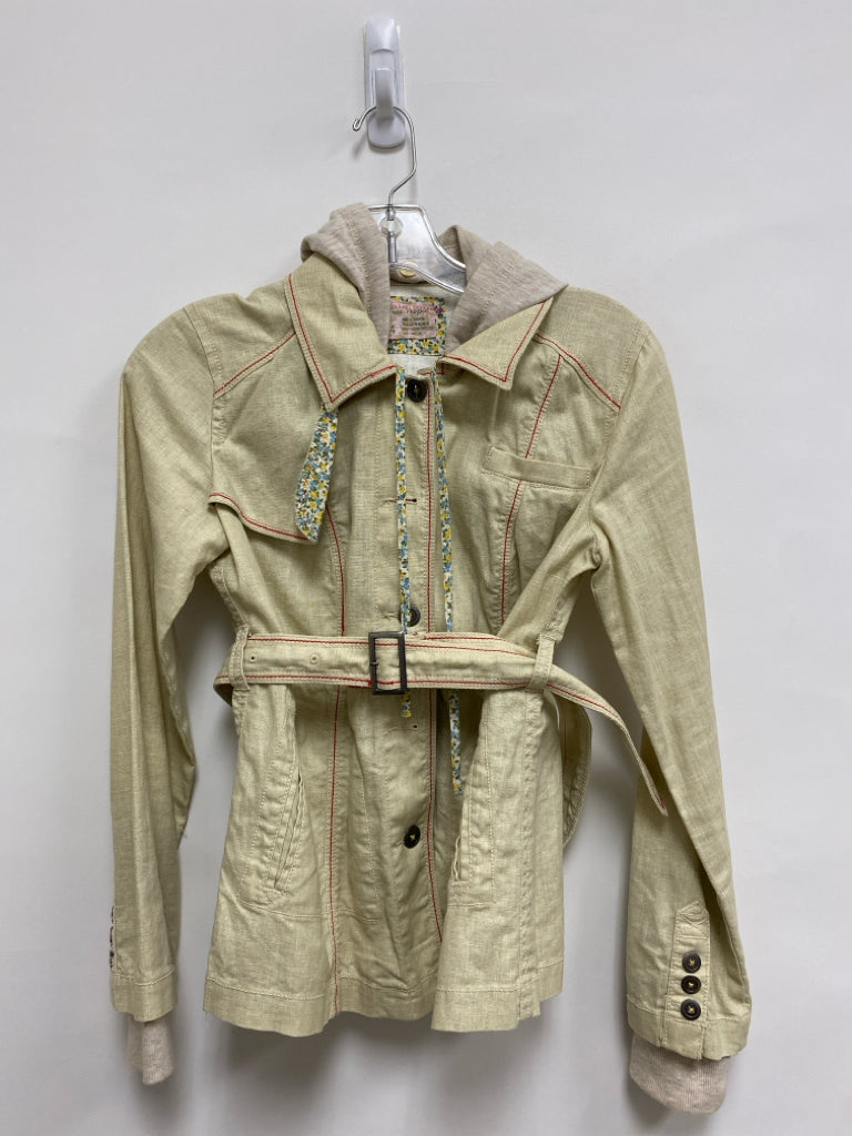 Free People Size 4 Cream Red Hooded Ladies Jacket