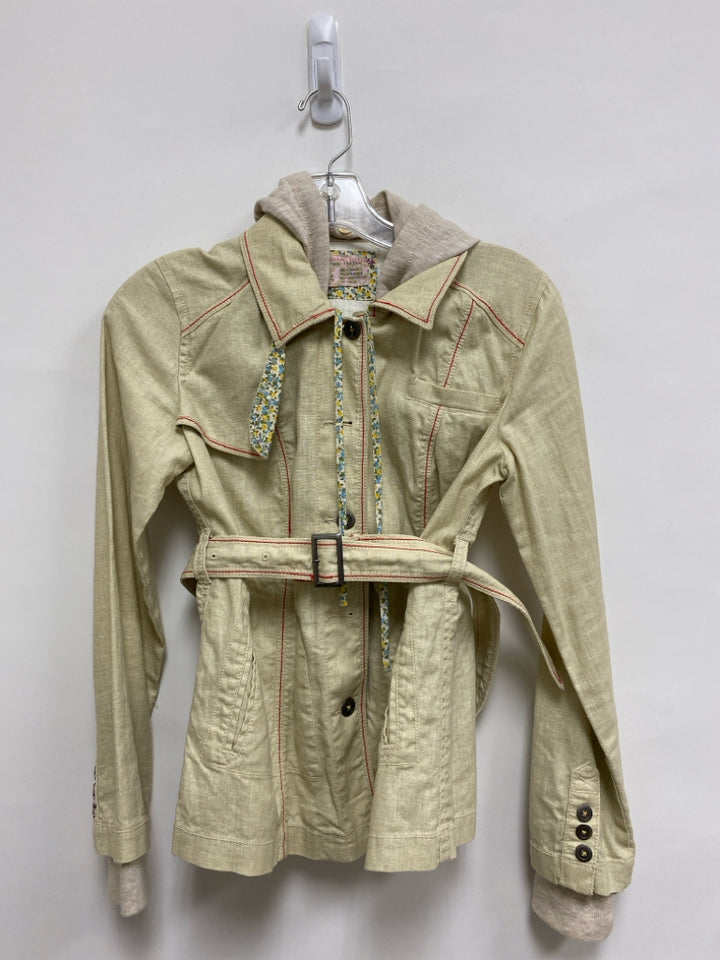 Free People Size 4 Cream Red Hooded Ladies Jacket