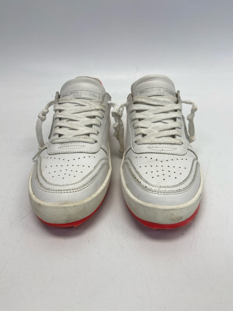 Phillipe Model  Size 37 White Neon Pink Trimmed Sneakers