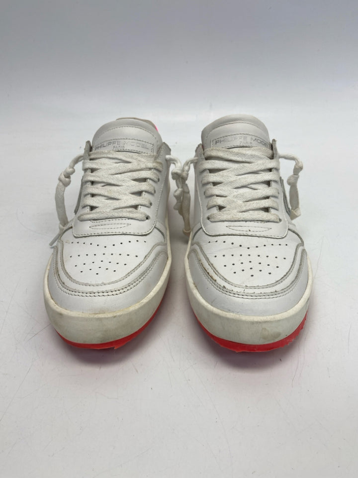 Phillipe Model  Size 37 White Neon Pink Trimmed Sneakers