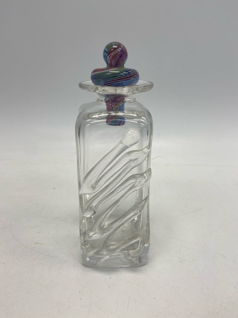 Clear Multi Color Swirl Glass Decanter