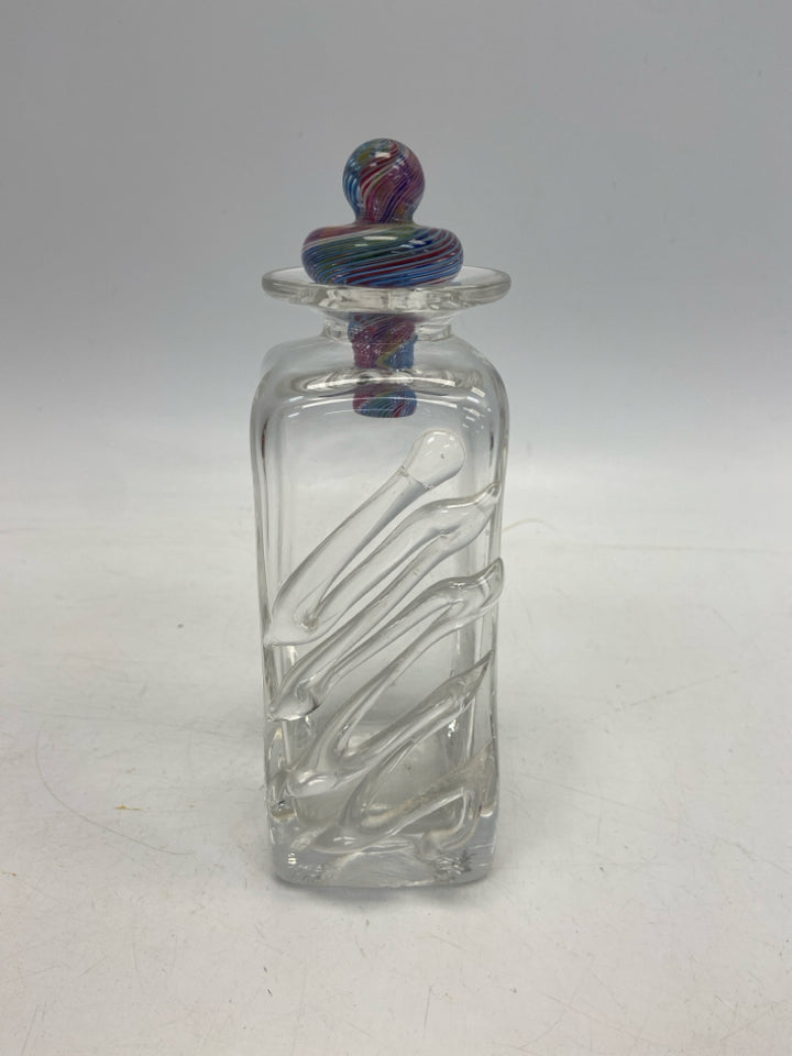 Clear Multi Color Swirl Glass Decanter