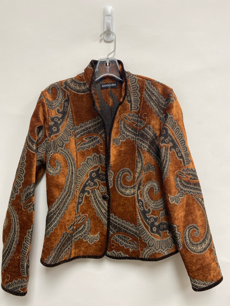 Size S Burnt Orange Brown Paisley Tapestry Ladies Jacket