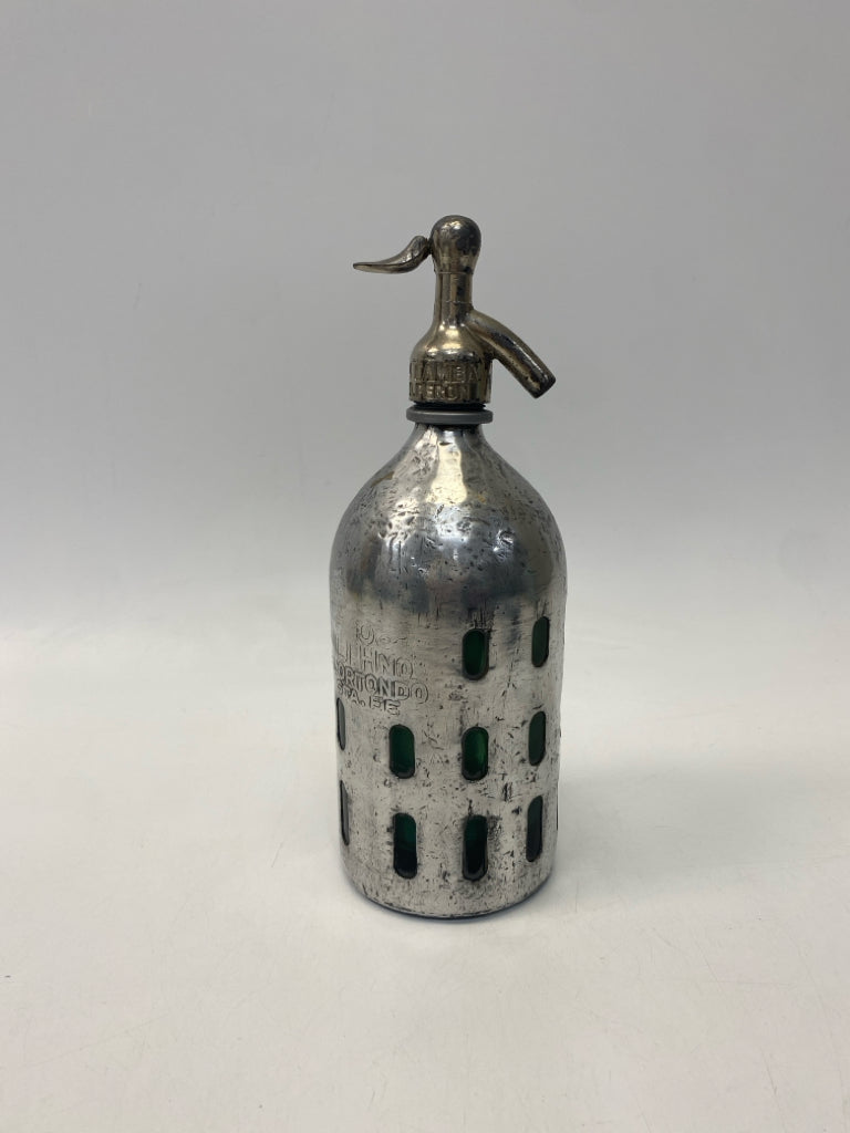 Silver Green Metal/Glass Misc. Home Item