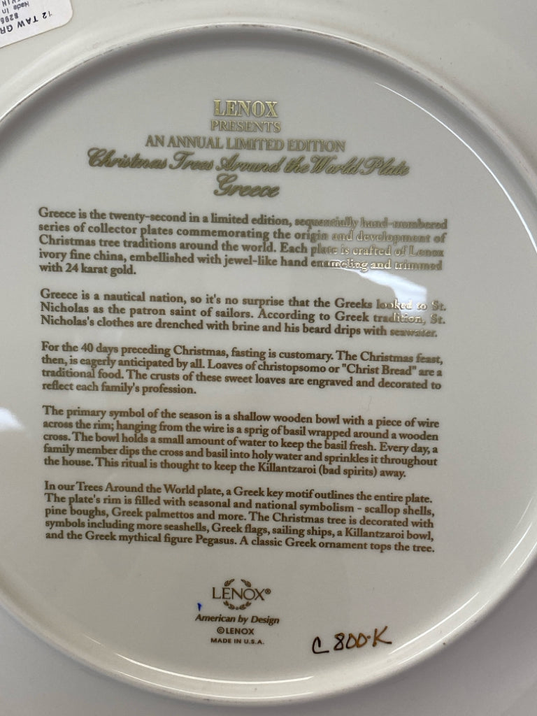 Lenox Cream Green/Multi Christmas Decorative Plate