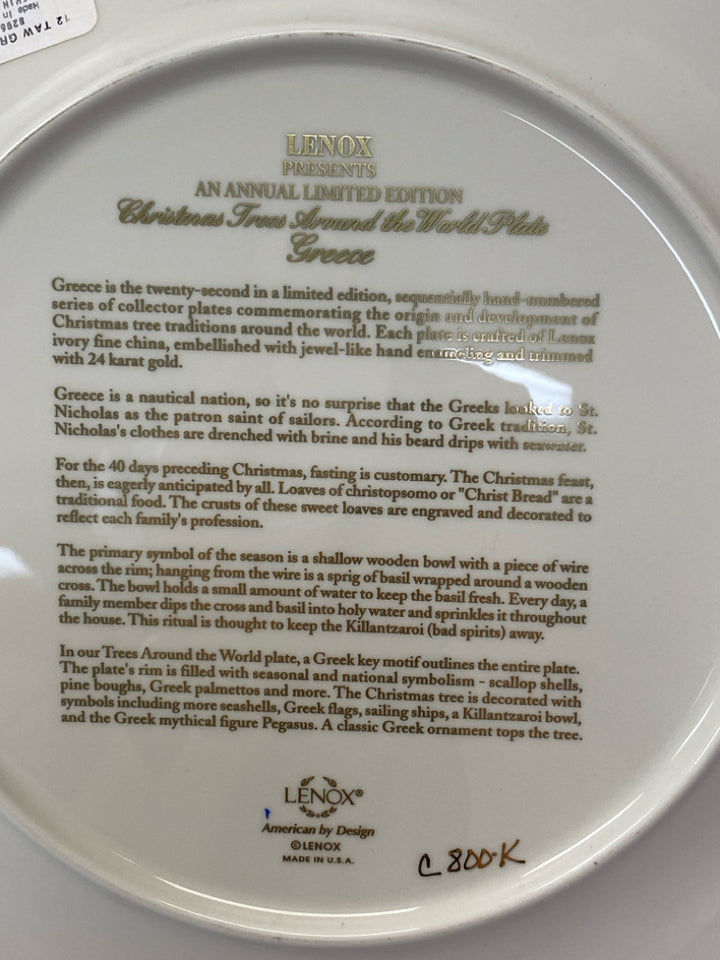 Lenox Cream Green/Multi Christmas Decorative Plate