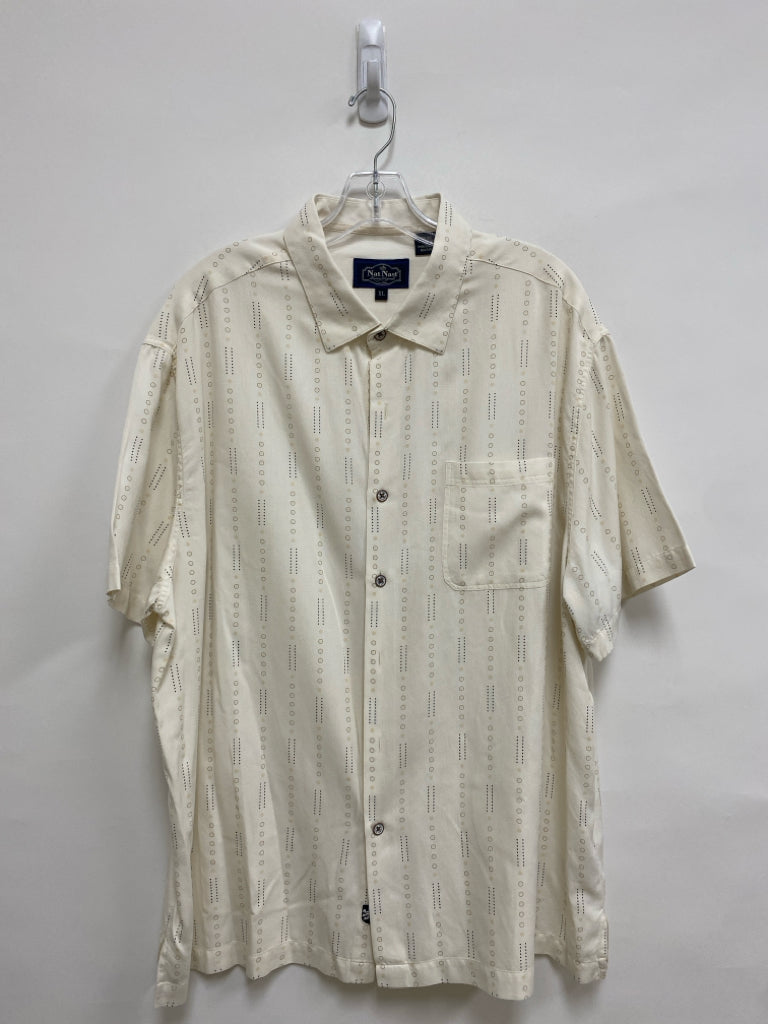 Nat Nast Size XL Cream Taupe/Black Button Up Silk Blend Men&