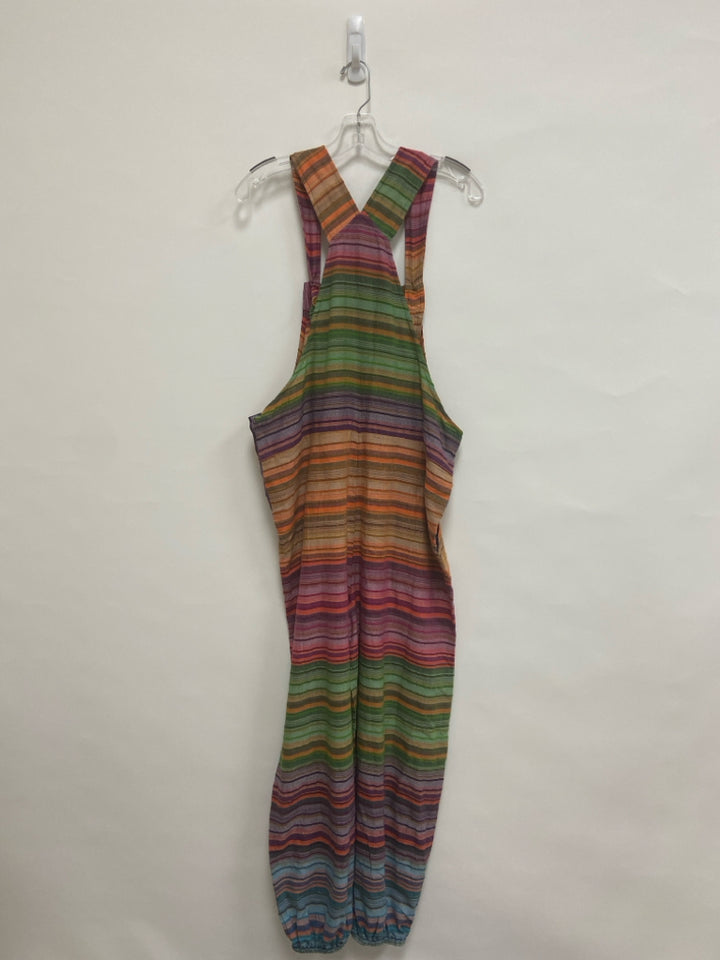 Size OSFM Orange/Red Burgundy/Blue Striped Sleeveless Cotton Ladies Jumpsuit