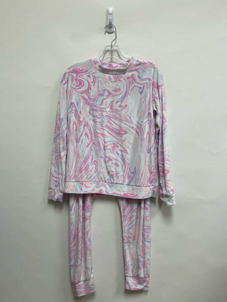 The Place Size S Pink Purple/Blue Swirl Velour Ladies Lounge 2 pc