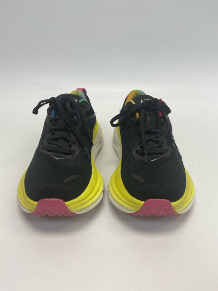 Hoka  Size 7.5 Black/Yellow Lace-up Sneakers