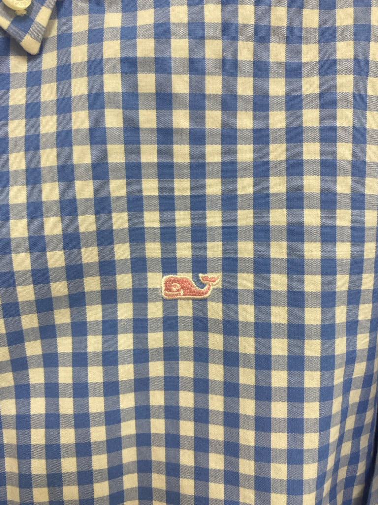 Vineyard Vines Size L Blue White Checkered Button Up Men&