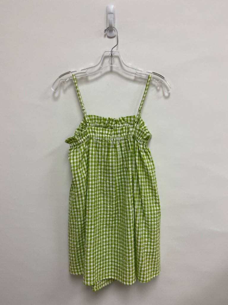 NWT NASTY GAL Size 0 White Lime Green Checkered Sleeveless Ladies Dress