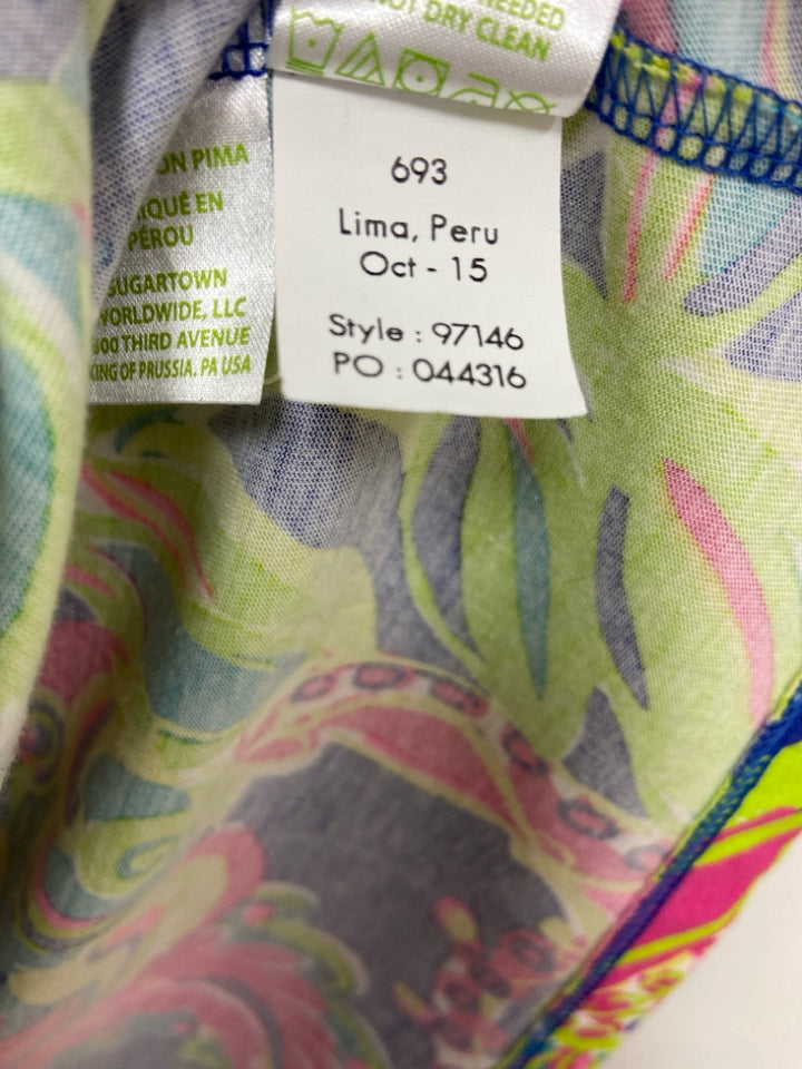 LILLY PULITZER Size S Blue Green/Pink Assorted Print Sleeveless Ladies Dress