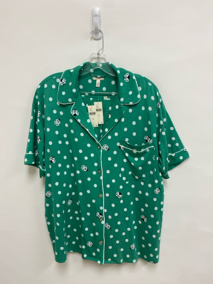 NWT Anthropologie Size M Green White Polka Dot Ladies 2pc Pajamas