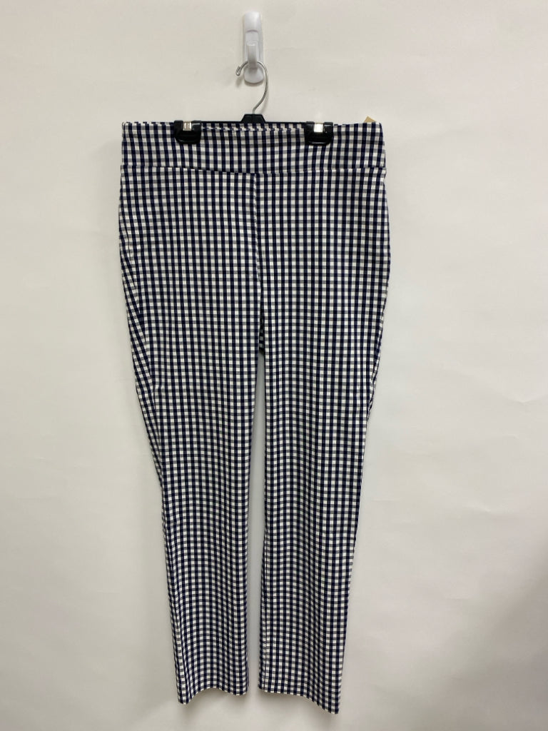 J McLaughlin Size 12 Navy White Checkered Ladies Pants