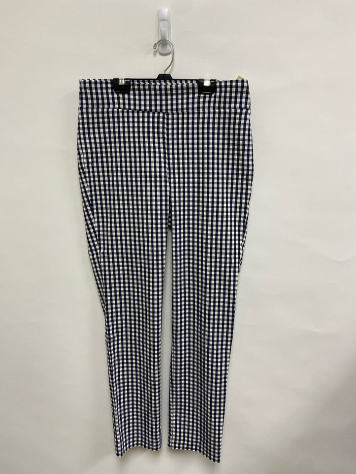 J McLaughlin Size 12 Navy White Checkered Ladies Pants