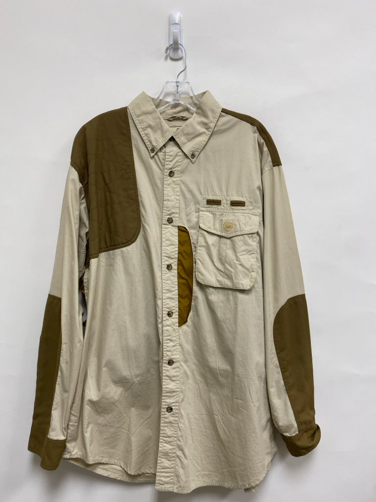 Size XL Beige Brown Trimmed Men&