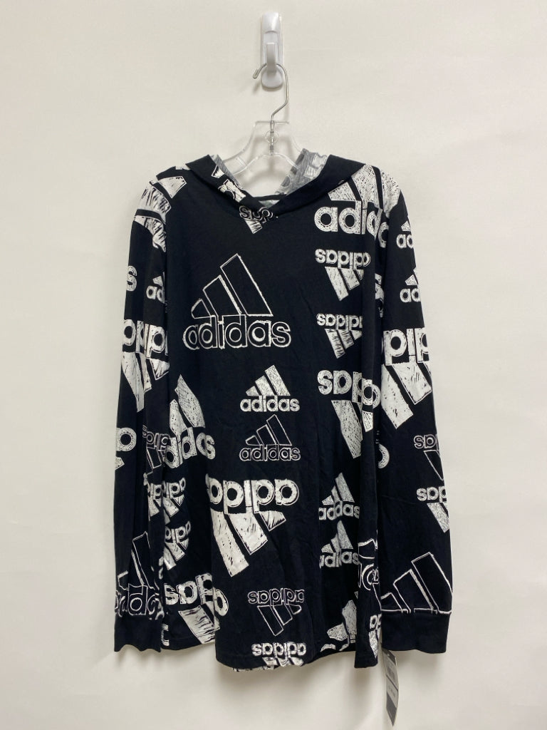 Adidas SIZE 18/20 Black White Logo Hooded Boy&