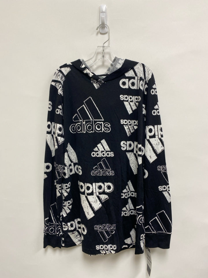 Adidas SIZE 18/20 Black White Logo Hooded Boy&