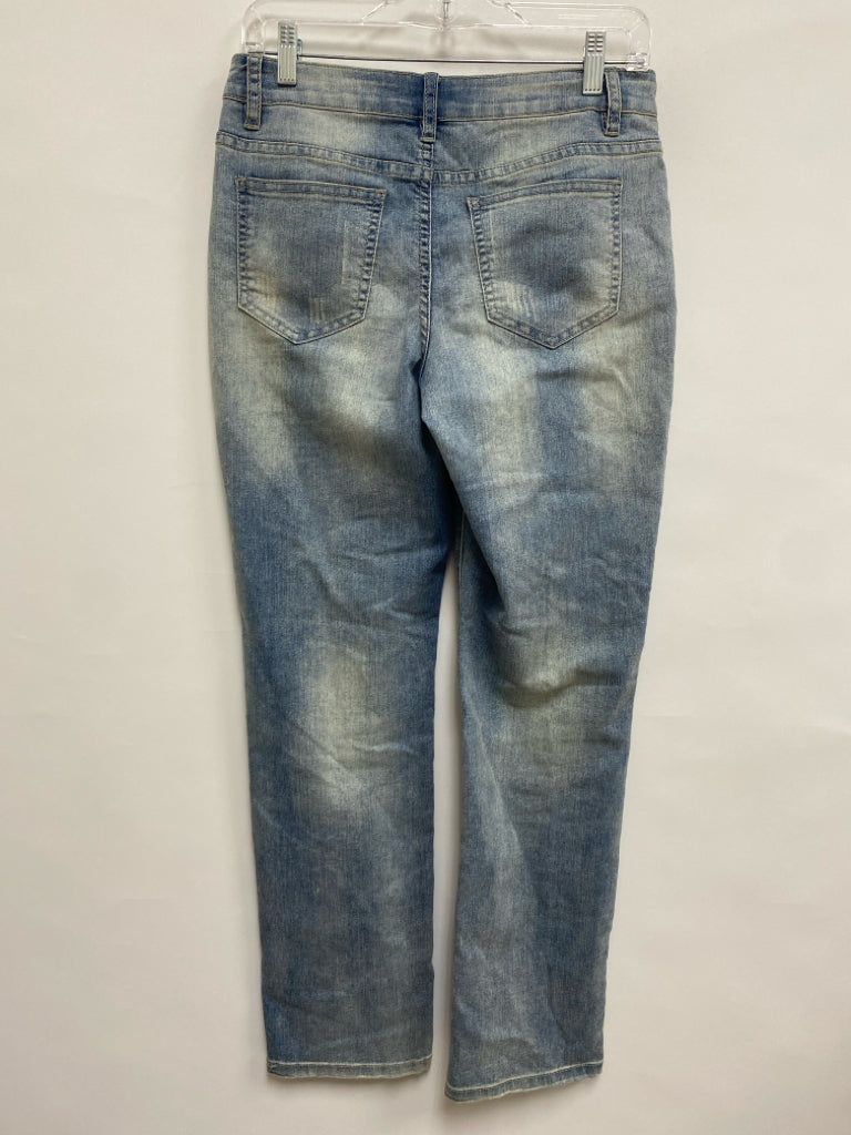 Size 6 Faded Denim Flowers Embroidered Ladies Jeans