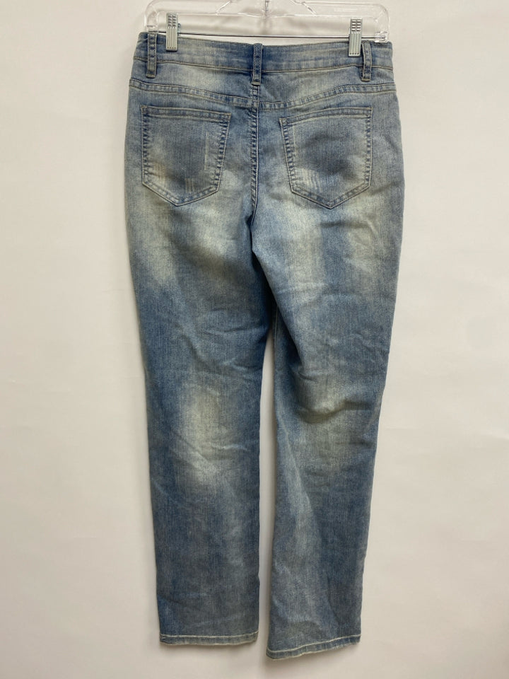 Size 6 Faded Denim Flowers Embroidered Ladies Jeans
