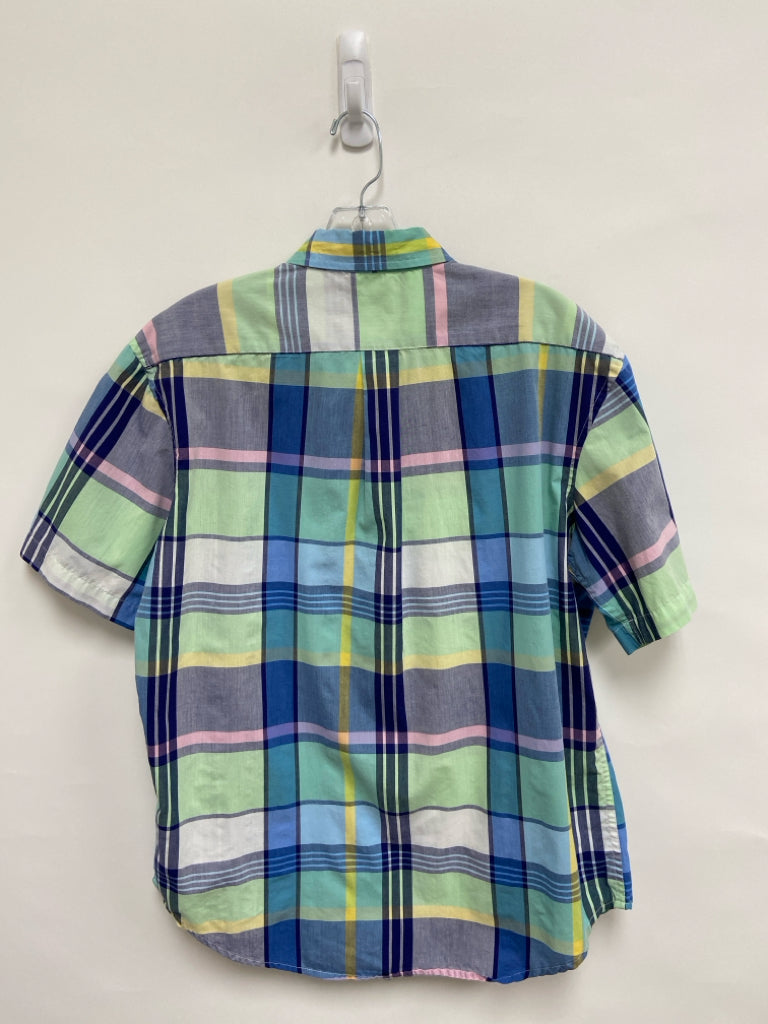 U.S. POLO ASSN. Size M Aqua/Navy Blue/Yellow Plaid Men&