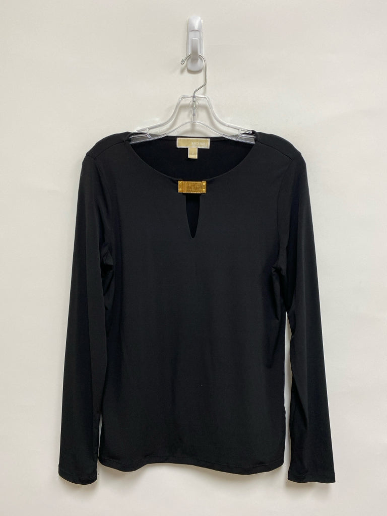 Michael Kors Size M Black Buckle Long Sleeve Ladies Top