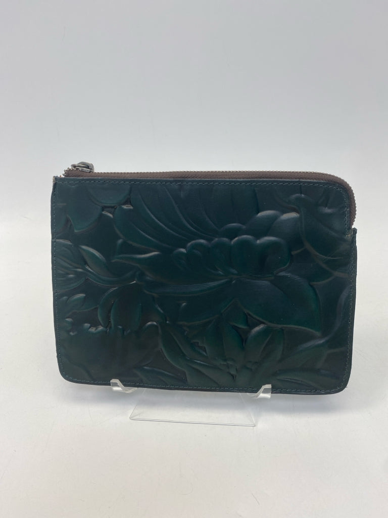 Patricia Nash Dark Green Tooled Wristlet