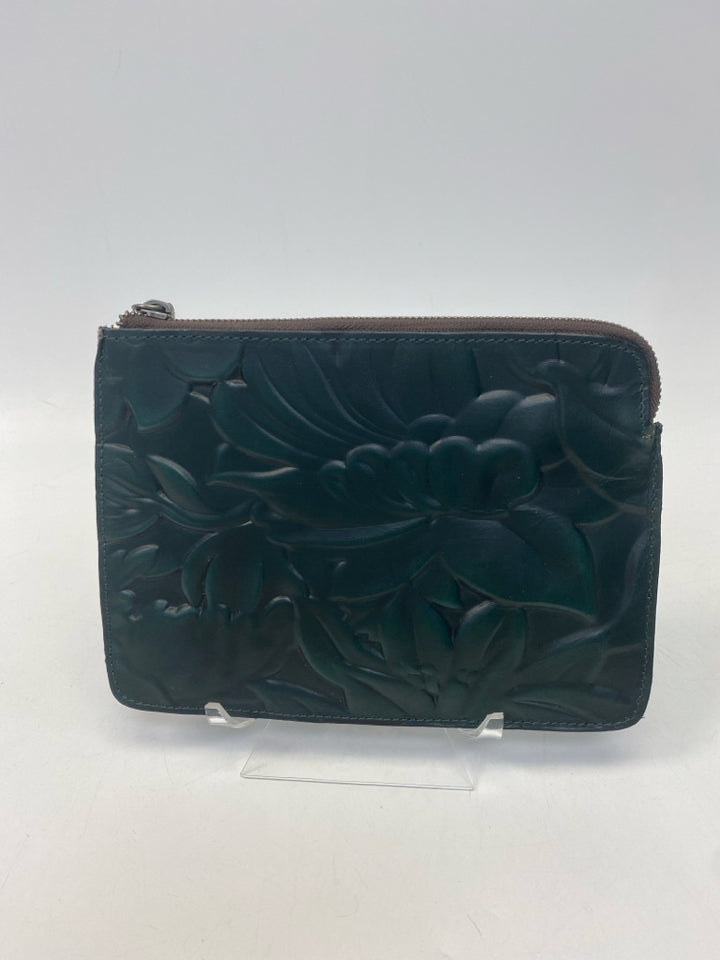 Patricia Nash Dark Green Tooled Wristlet