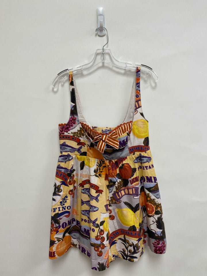 Maeve Size M Cream/Purple Yellow/Multi Tank Ladies Romper