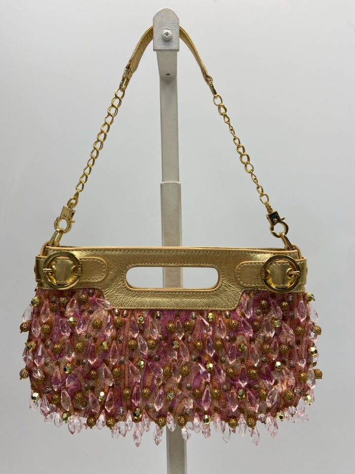 Rafe Pink Gold Beaded Crystal Handbag