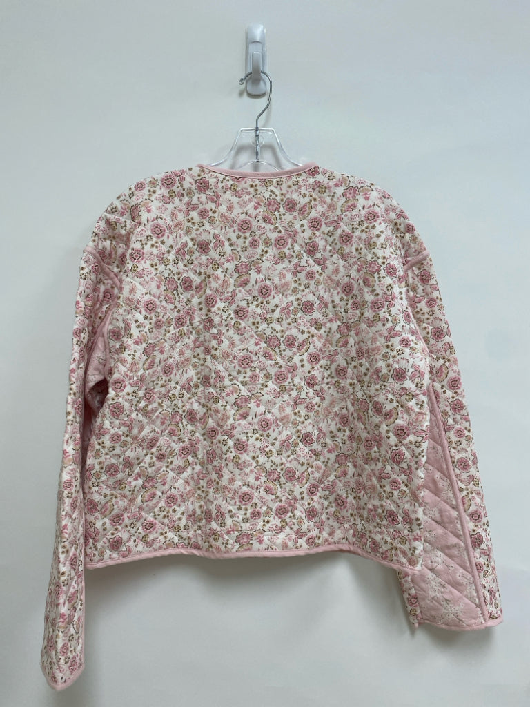 NWT blu pepper Size L Cream/Pink Tan/Brown Floral Quilted Ladies Jacket