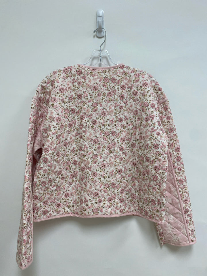 NWT blu pepper Size L Cream/Pink Tan/Brown Floral Quilted Ladies Jacket