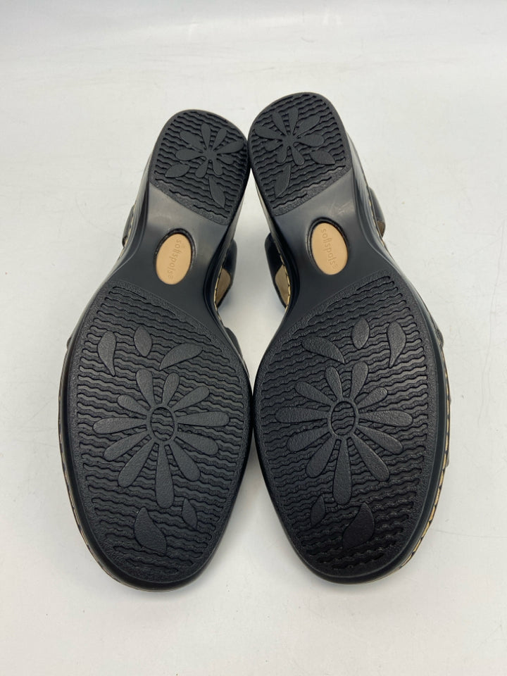 NWOT Softspots  Size 8.5 Black Woven Leather Sandals