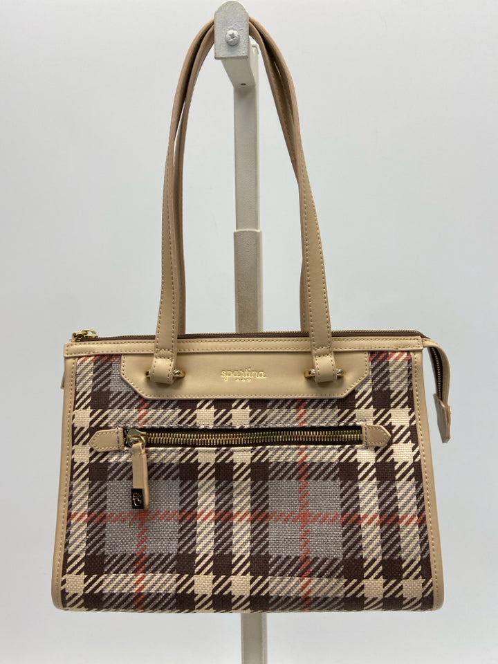 Spartina Tan Gray Plaid Handbag