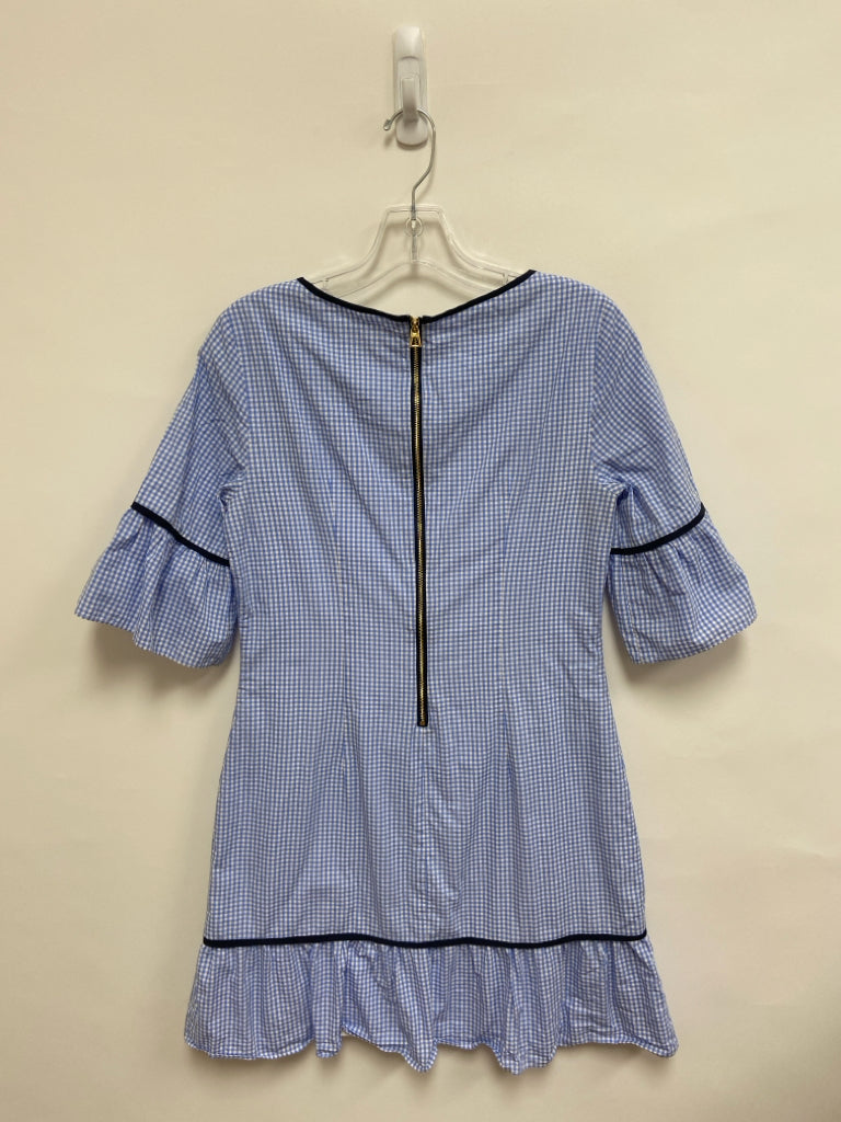 Sail to Sable Size XS White/Blue Checkered Bell Sleeves Ladies Dress