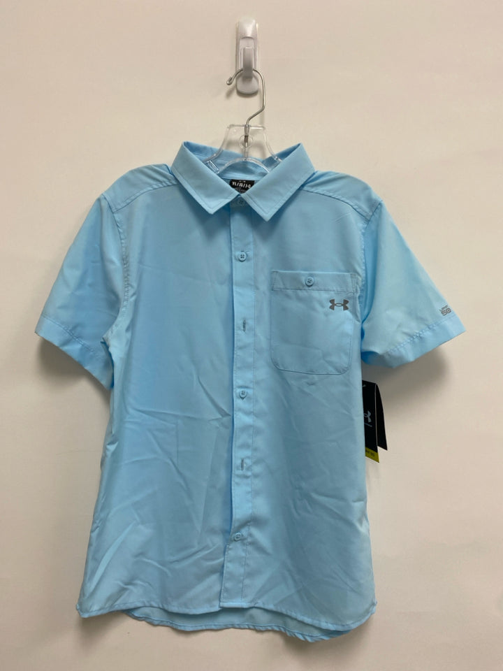 NWT Under Armour SIZE L Pale Blue Button Up Boy&