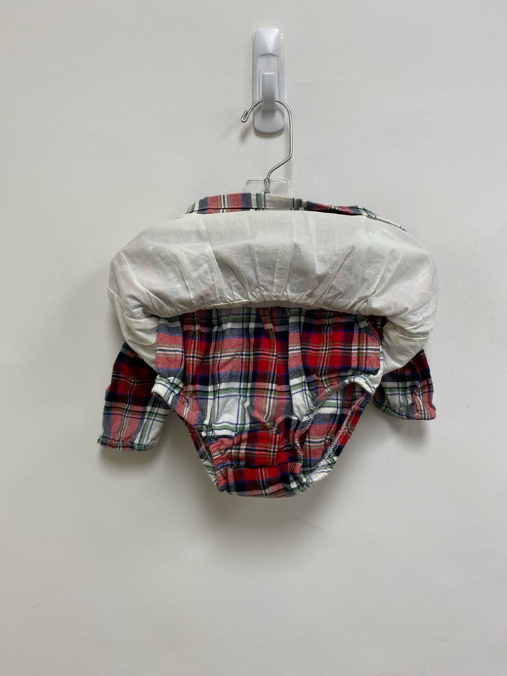 Cat &amp; Jack SIZE 18M White/Red Navy/Green Plaid Girl&