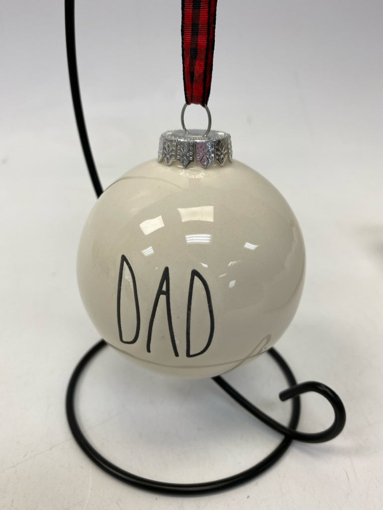 Rae Dunn Cream Black Words Ceramic Ornaments