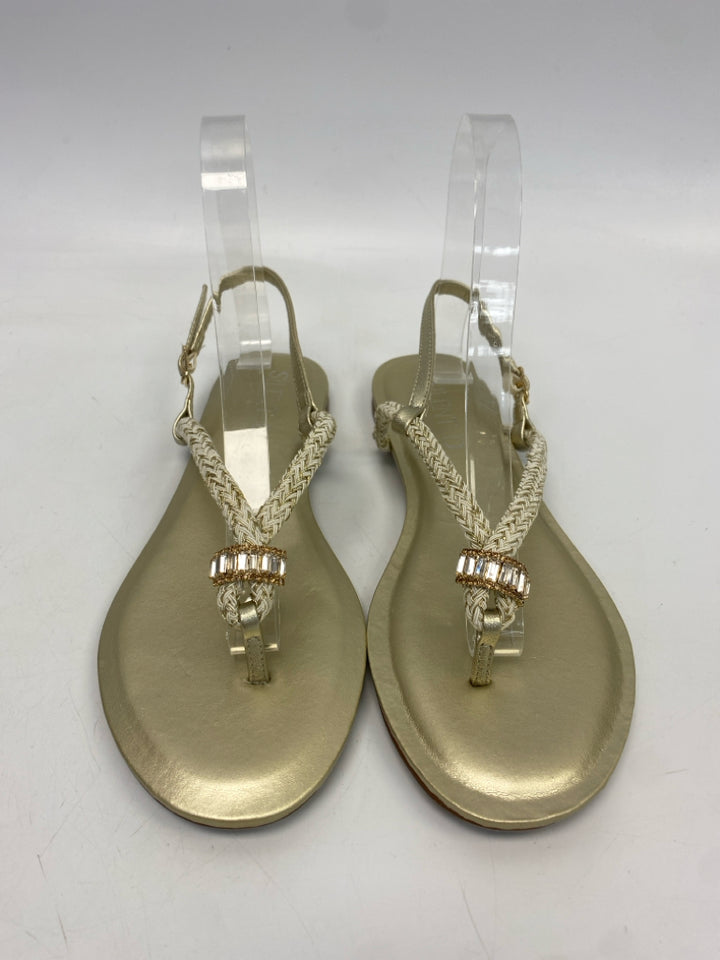 Silent D  Size 37 Cream/Gold Rhinestone(s) Sandals