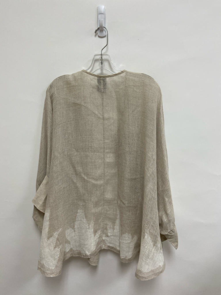 CHRZASZCZ INC. Size OSFM Tan Abstract Linen Ladies Kimono