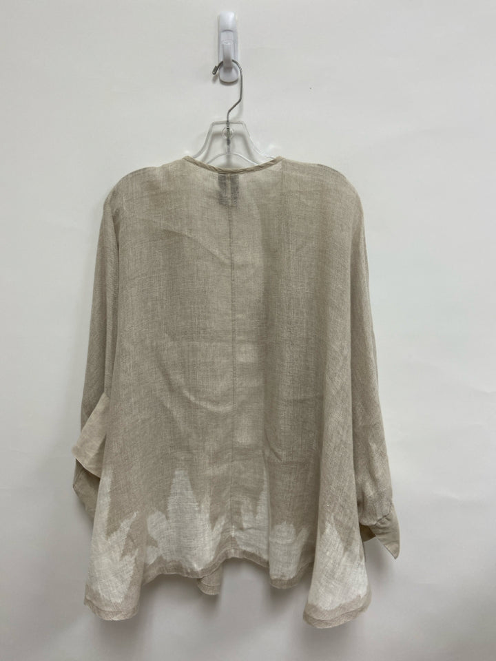 CHRZASZCZ INC. Size OSFM Tan Abstract Linen Ladies Kimono