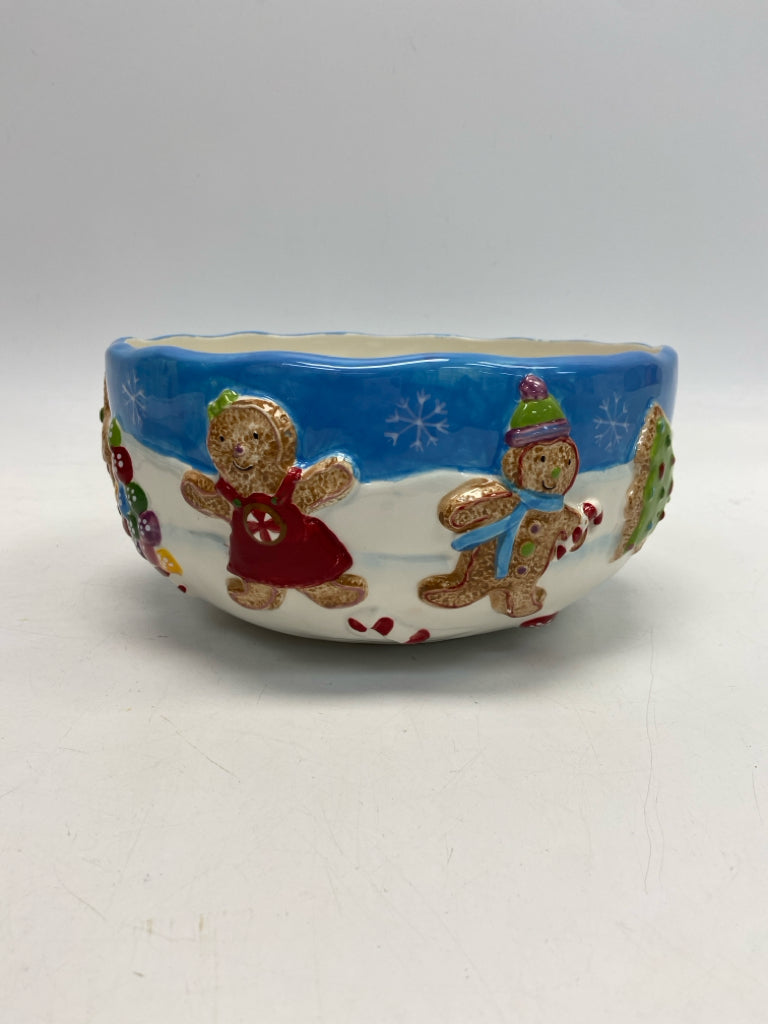 Cream Blue Gingerbread Christmas