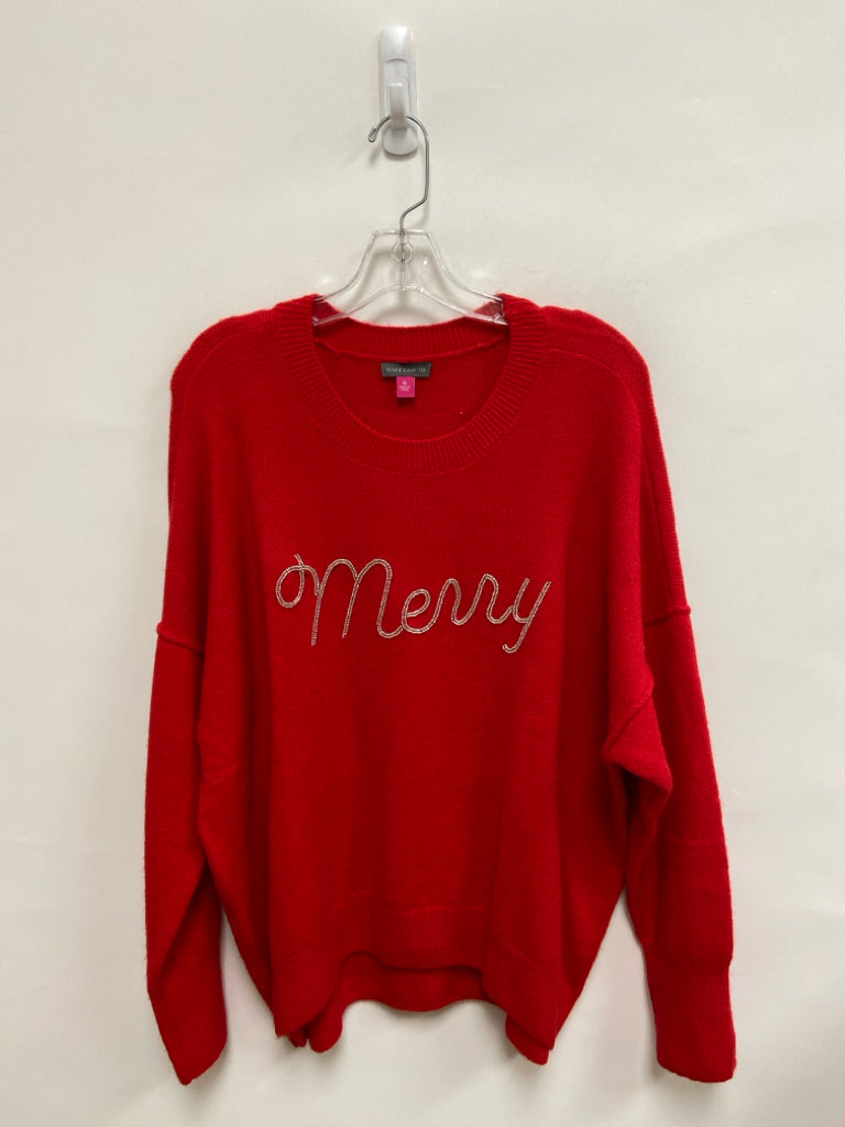 VINCE CAMUTO Size XL Red Silver Beaded Ladies Sweater