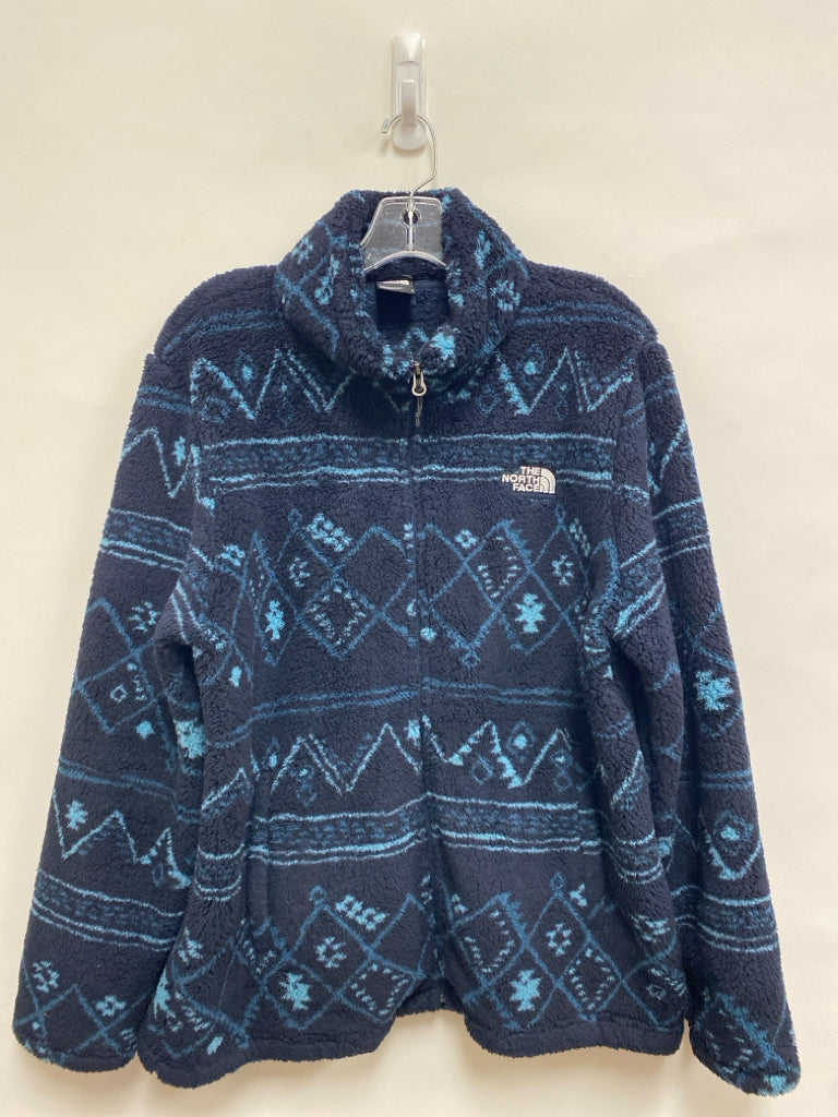 North Face Size L Navy Blue Geometric Fleece Men&