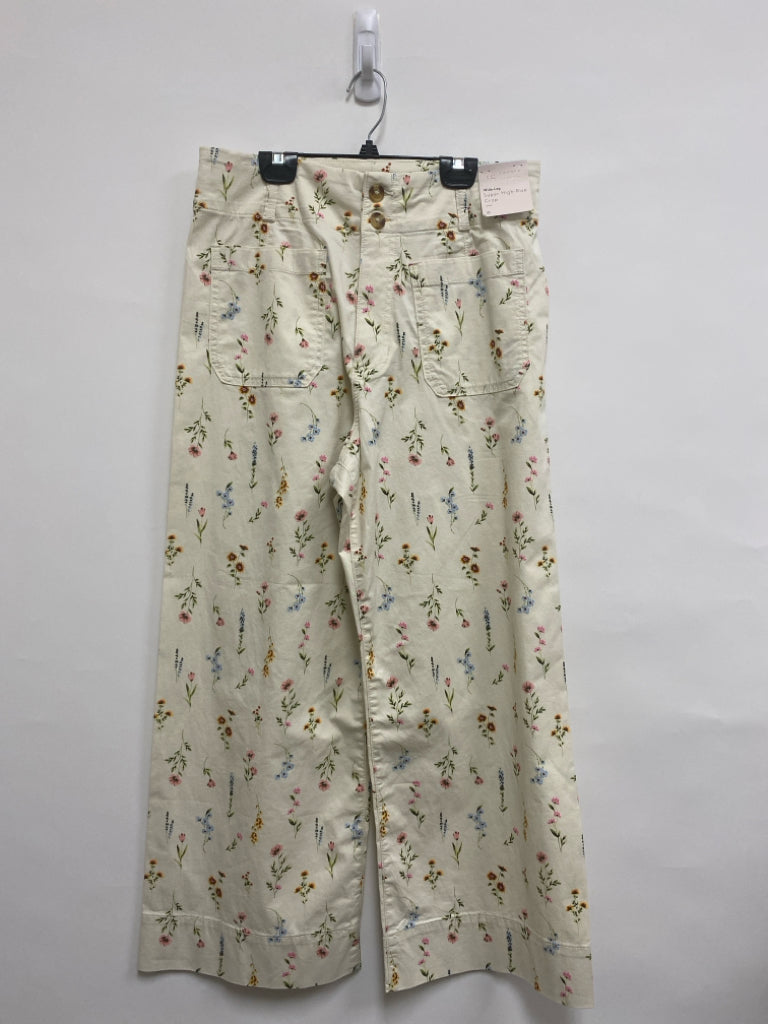 NWT Lauren Ashley Size 10 Beige Green/Multi Flowers Wide Leg Ladies Pants