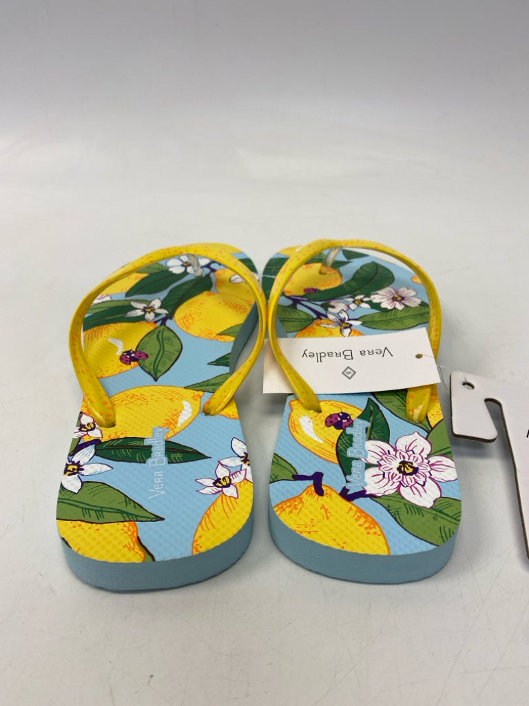 NWT Vera Bradley  Size 9/10 Yellow Green Lemon(s) Sandals